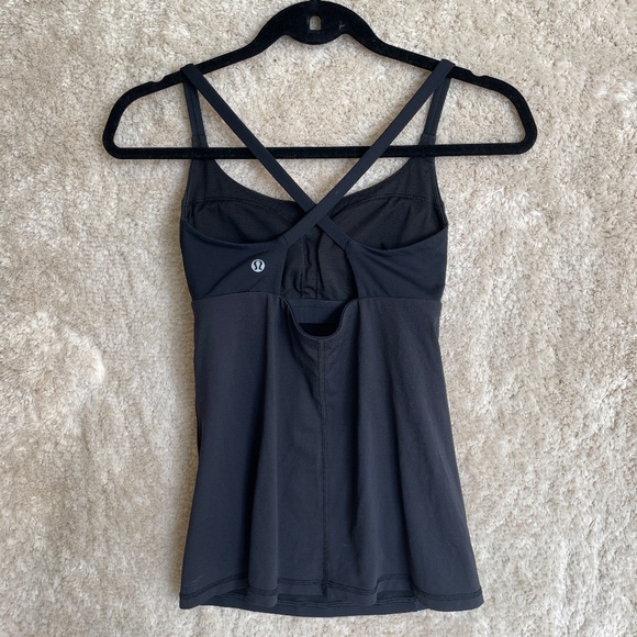 Lululemon Active Tank Tops Racerback Strappy Womens Black Size 4 Padded - Picture 9 of 9